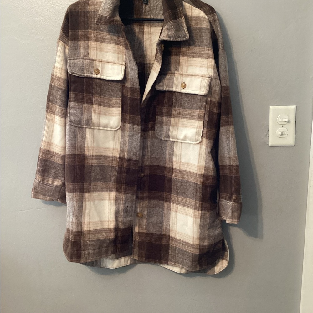Plaid Brown and Cream Women's Jacket